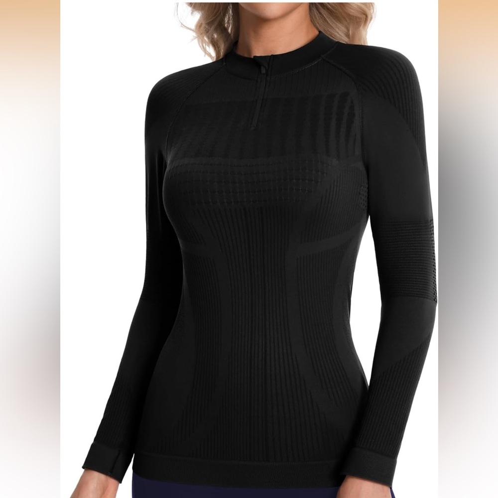 Black Seamless thermal Long Sleeve layer top